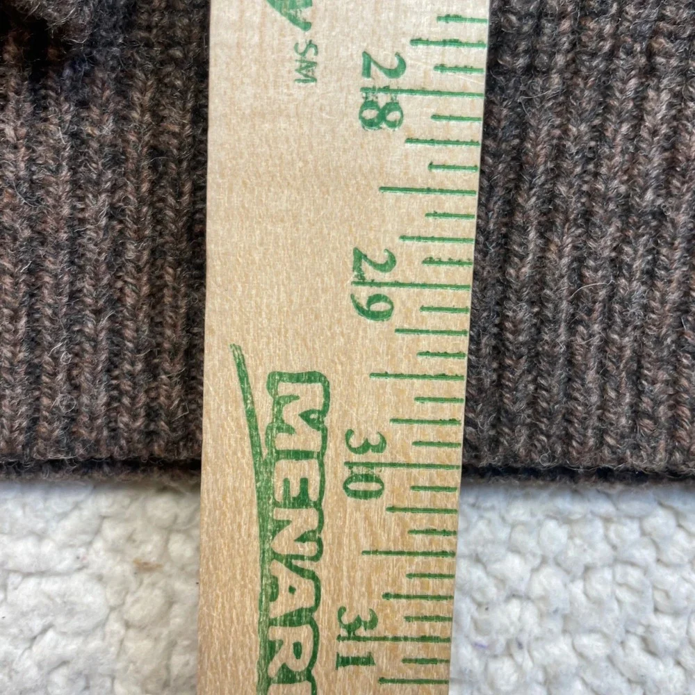 LL Bean Sweater Mens L Tall Brown Merino Lambswool 1/4 Zip Ribbed Knit 237814